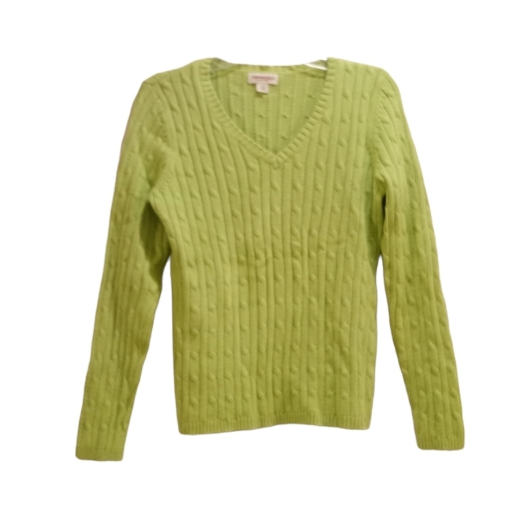 St. John's Bay Lime Green Cable Knit Chuncky Sweater Size S